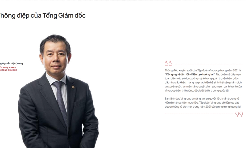 Ông Quang được bổ nhiệm giữ chức vụ Tổng Giám đốc Tập đoàn từ tháng 02 năm 2018.