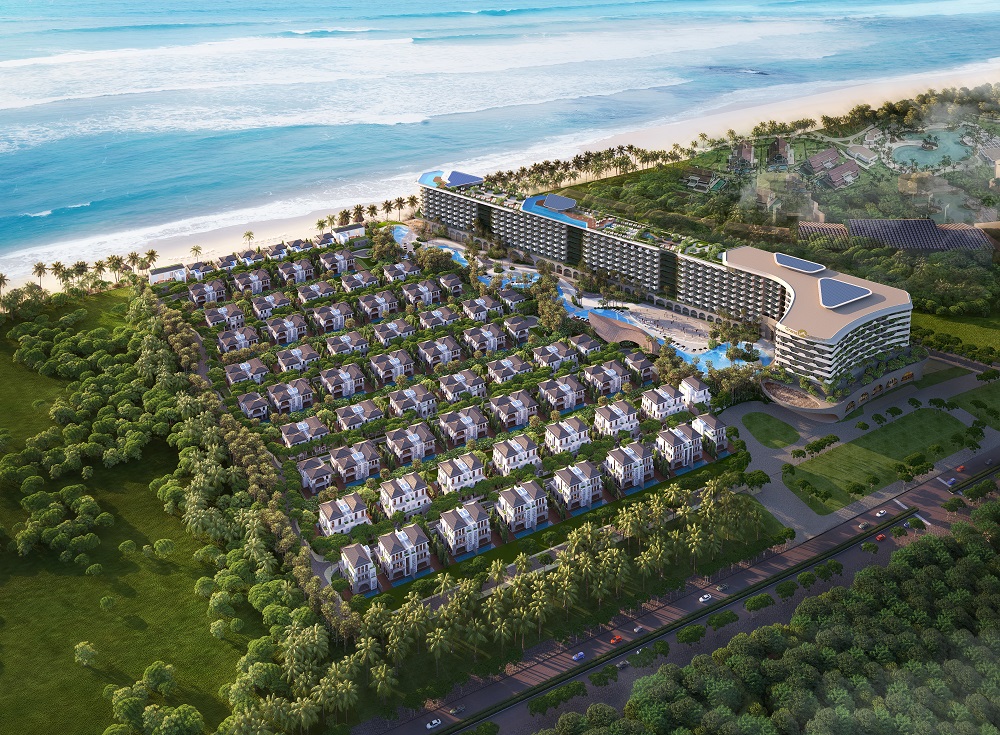 Phối cảnh Grand Mercure Hoi An sở hữu vị trí đắc địa ôm trọn biển An Bàng.