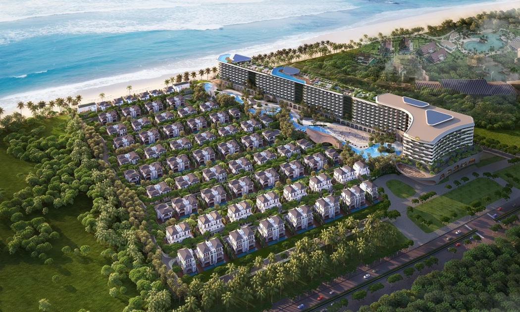 Phối cảnh Grand Mercure Hoi An sở hữu vị trí đắc địa ôm trọn biển An Bàng.