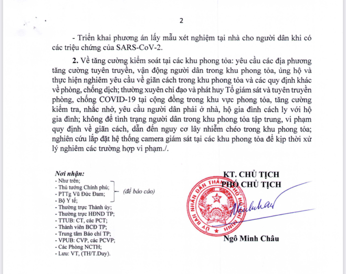 Công văn khẩn của TP.HCM do Phó chủ tịch Ngô Minh Châu ký ngày 15/7 chấn chỉnh các hoạt động phòng, chống Covid-19.