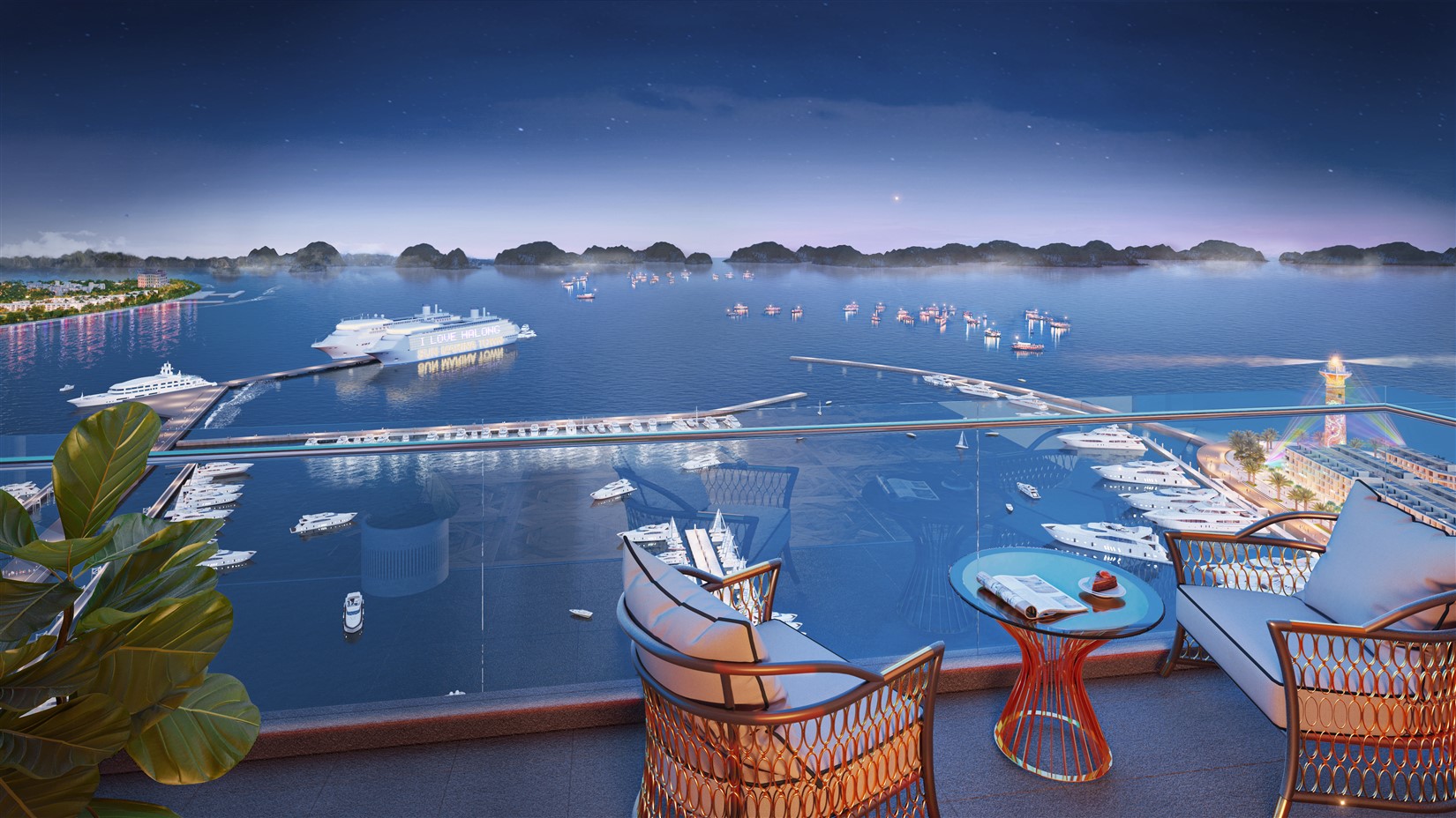 Tầm nhìn từ căn hộ Sun Marina Town.