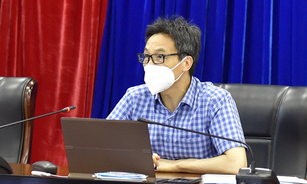 Phó Thủ tướng Vũ Đức Đam làm việc với tỉnh Bình Dương về công tác phòng, chống dịch chiều 20/7. Ảnh - VGP. 