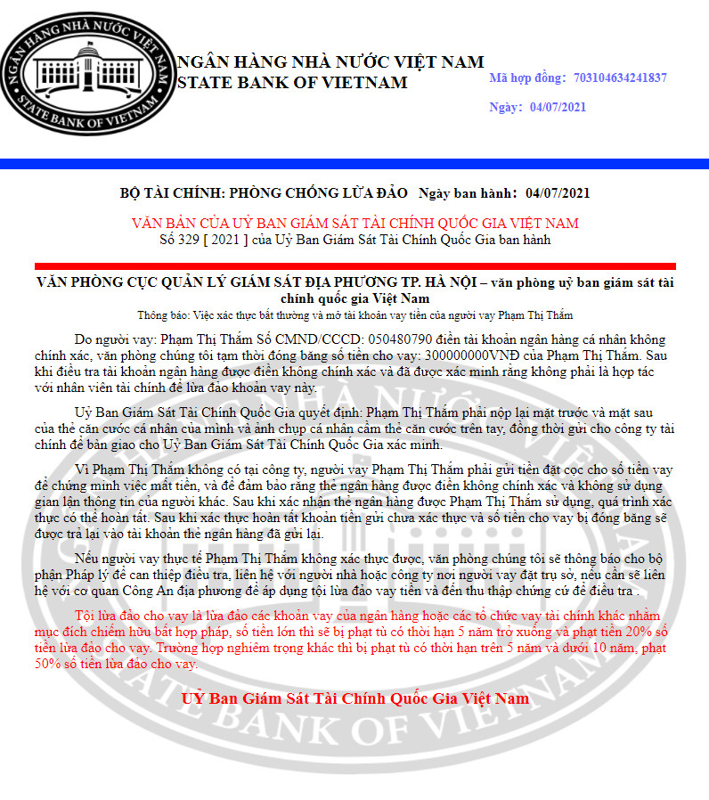 Văn giả mạo người bị hại cung cấp