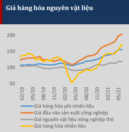 Gi&aacute; h&agrave;ng h&oacute;a, nguy&ecirc;n vật liệu thế giới tăng mạnh.&nbsp; Nguồn: IHS Markit.