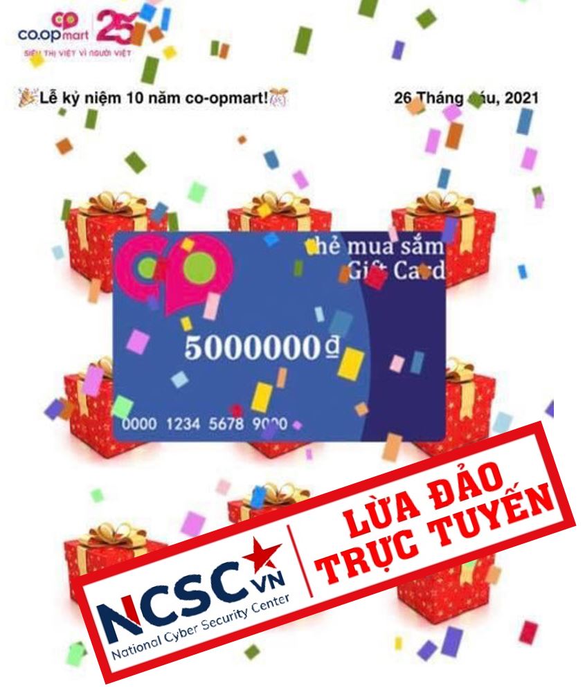 Một trong những thủ đoạn tặng thẻ mua sắm giả mạo Co.opmart 5000000đ.