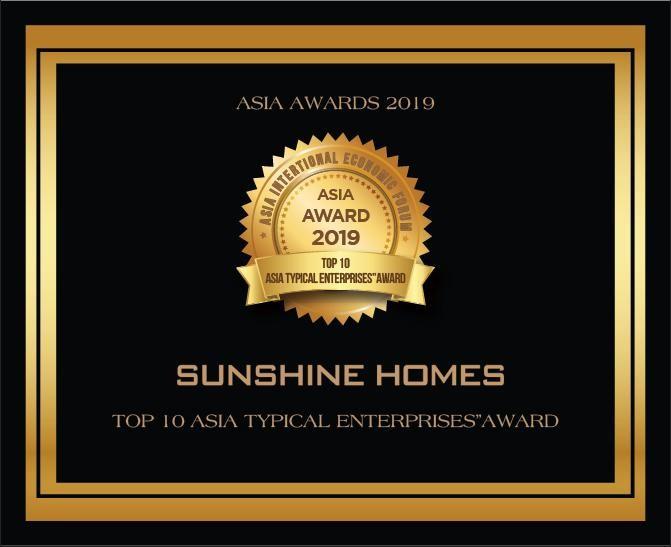 Sunshine Homes đạt giải thưởng Top 10 thương hiệu được tin d&ugrave;ng nhất Ch&acirc;u &Aacute; tại Asia Awards 2019.
