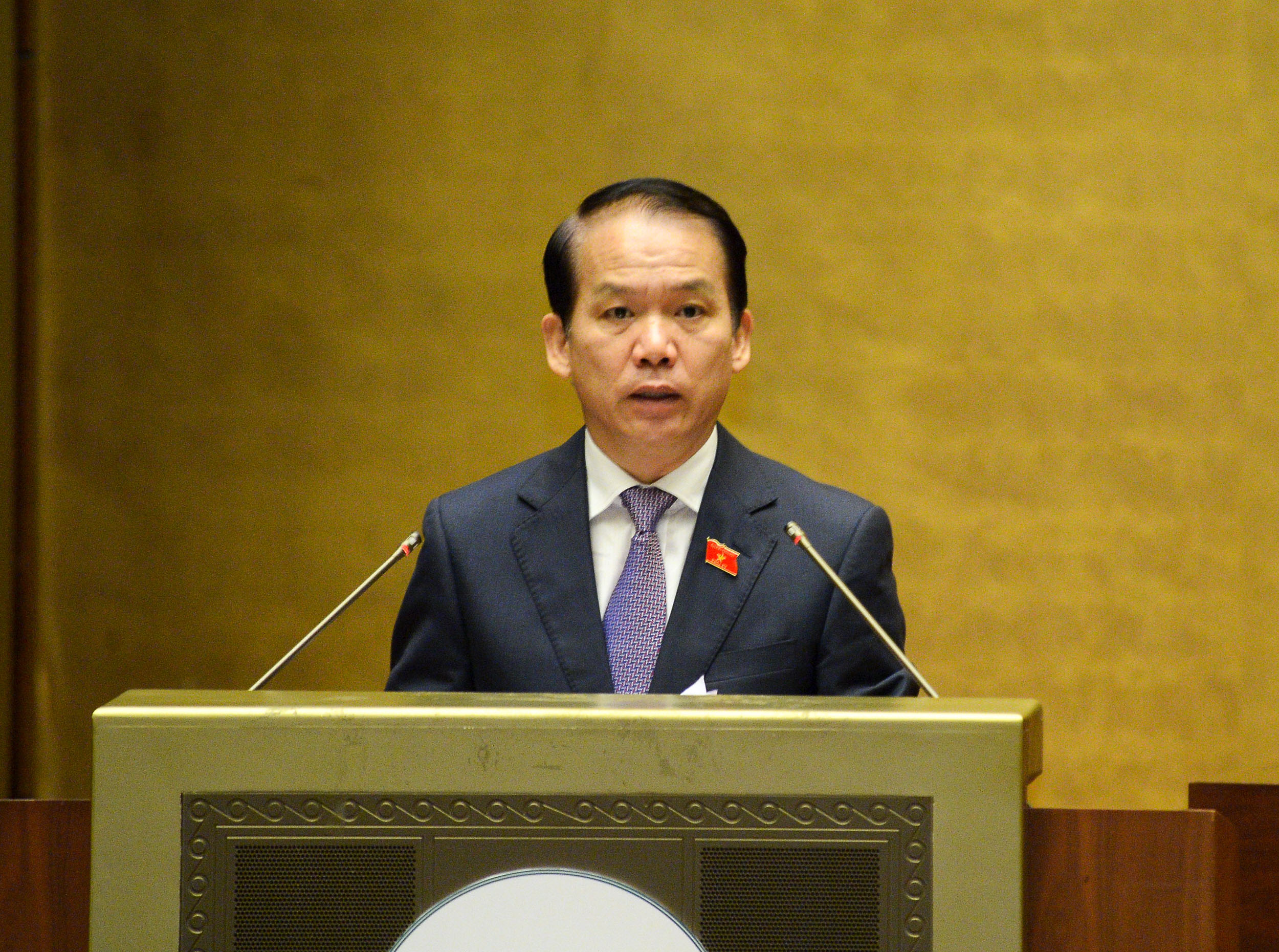 Chủ nhiệm Ủy ban Ph&aacute;p&nbsp;luật của Quốc hội Ho&agrave;ng Thanh T&ugrave;ng tr&igrave;nh b&agrave;y B&aacute;o c&aacute;o thẩm tra&nbsp;về cơ cấu tổ chức của Ch&iacute;nh phủ&nbsp;nhiệm kỳ Quốc hội kh&oacute;a XV - Ảnh: Quochoi.vn