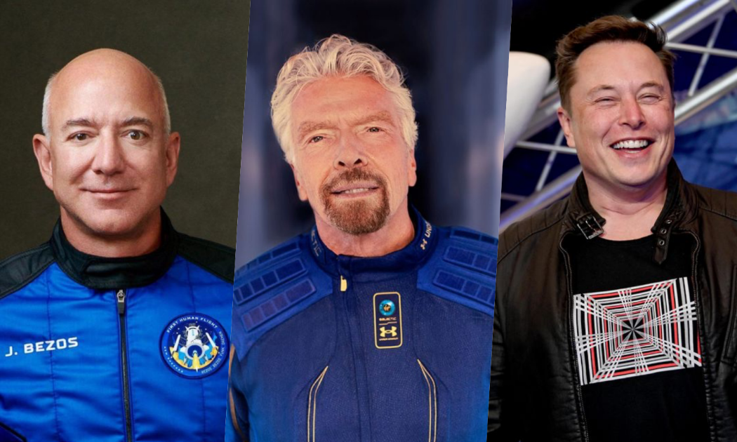 Từ trái sang phải: tỷ phú Jeff Bezos, Richard Branson và Elon Musk - Ảnh: CNN/Getty Images