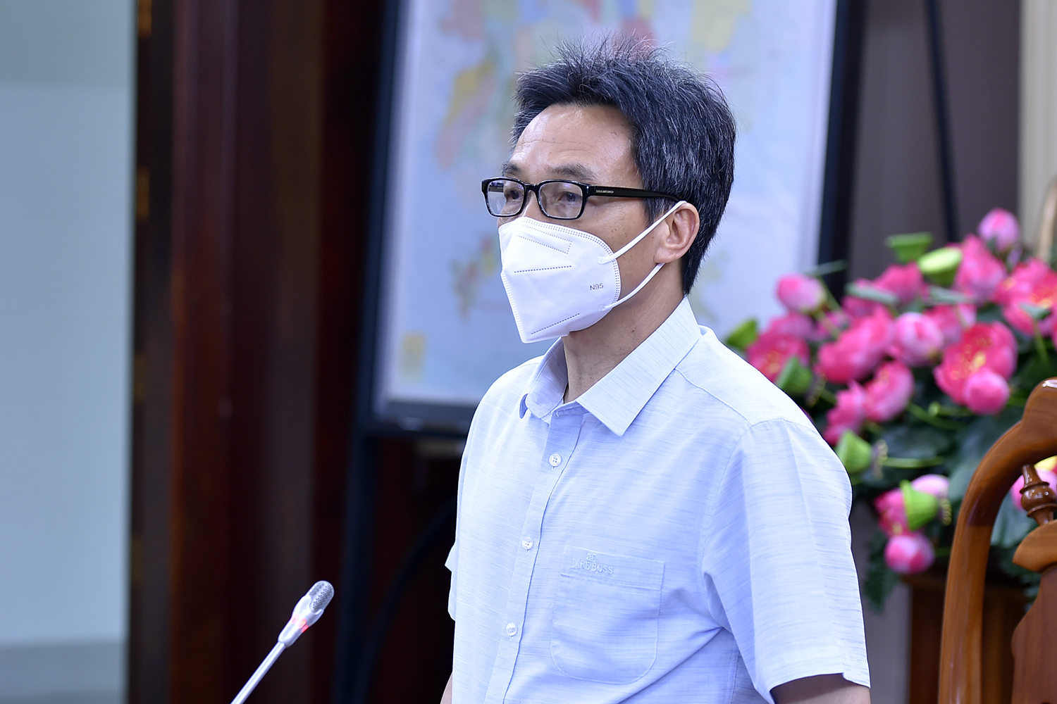 Phó Thủ tướng Vũ Đức Đam họp với tỉnh Bà Rịa - Vũng Tàu về công tác phòng, chống dịch covid-19, sáng 25/7. Ảnh - VGP. 