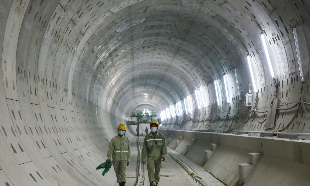 Ga ngầm Chợ Bến Thành - Nhà hát Thành phố thuộc gói thầu CP1A dự án metro số 1 đang đi vào giai đoàn hoàn thành