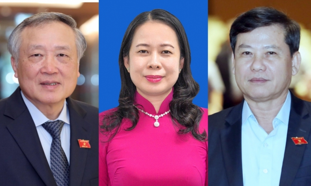 Từ trái qua phải: ông Nguyễn Hoà Bình, bà Võ Thị Ánh Xuân và ông Lê Minh Trí - Ảnh: Quochoi.vn
