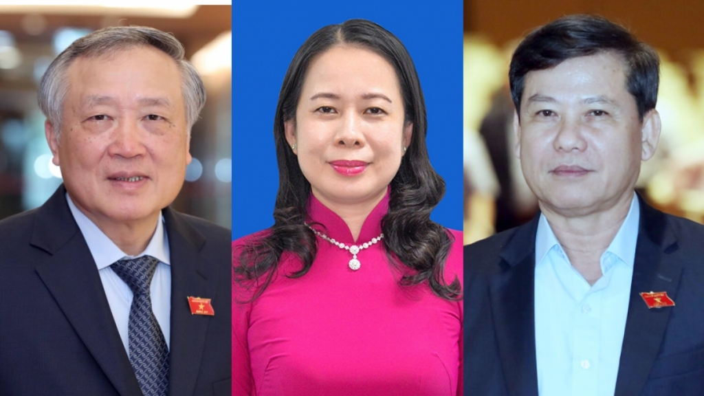 Từ trái qua phải: ông Nguyễn Hoà Bình, bà Võ Thị Ánh Xuân và ông Lê Minh Trí - Ảnh: Quochoi.vn