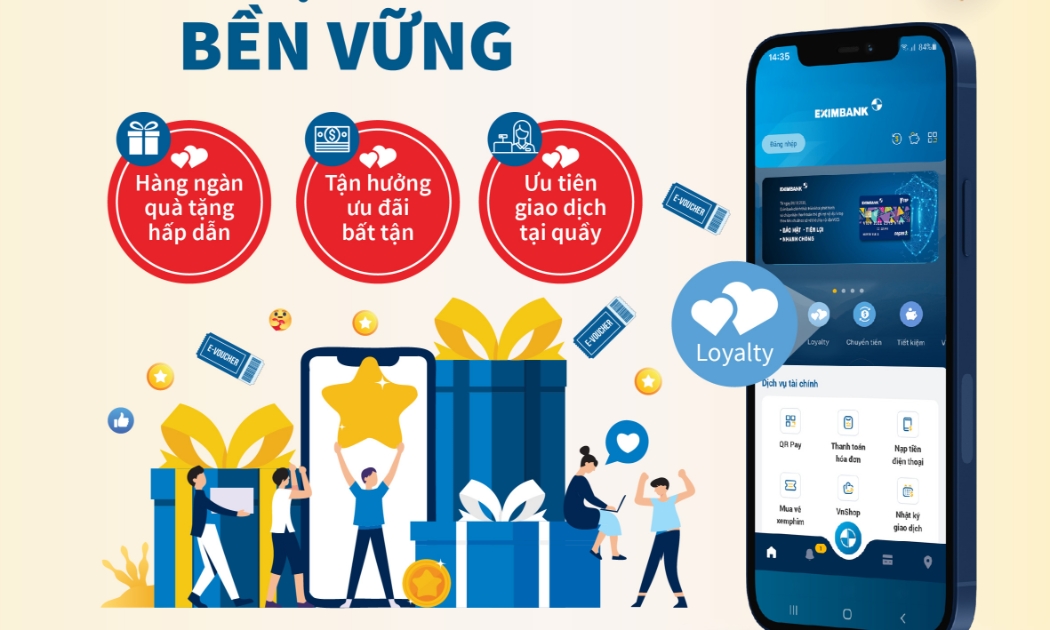 Eximbank Loyalty là chương trình chăm sóc khách hàng một cách toàn diện nhằm mang lại cho khách hàng những trải nghiệm ấn tượng khi sử dụng sản phẩm, dịch vụ của Eximbank.