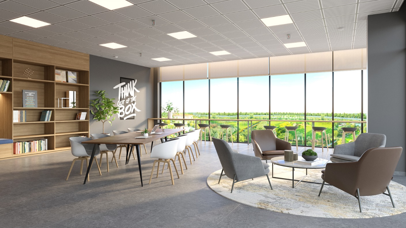 Một g&oacute;c thư viện hiện đại tại tầng 23 - đặc quyền ri&ecirc;ng d&agrave;nh cho cư d&acirc;n The Matrix One.