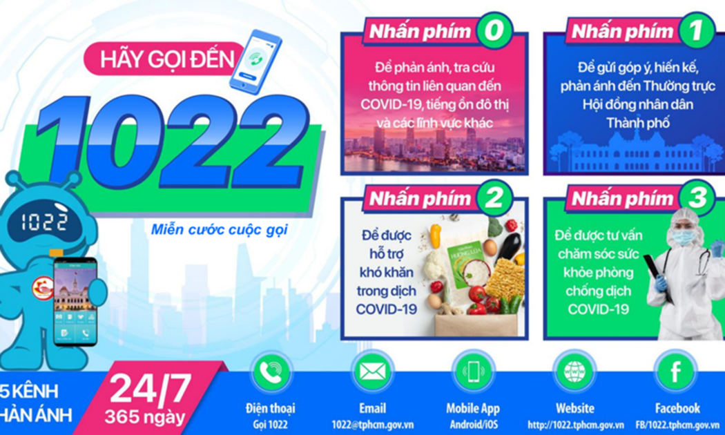 Người dân TP.HCM được miễn cước viễn thông khi gọi đến Cổng thông tin 1022