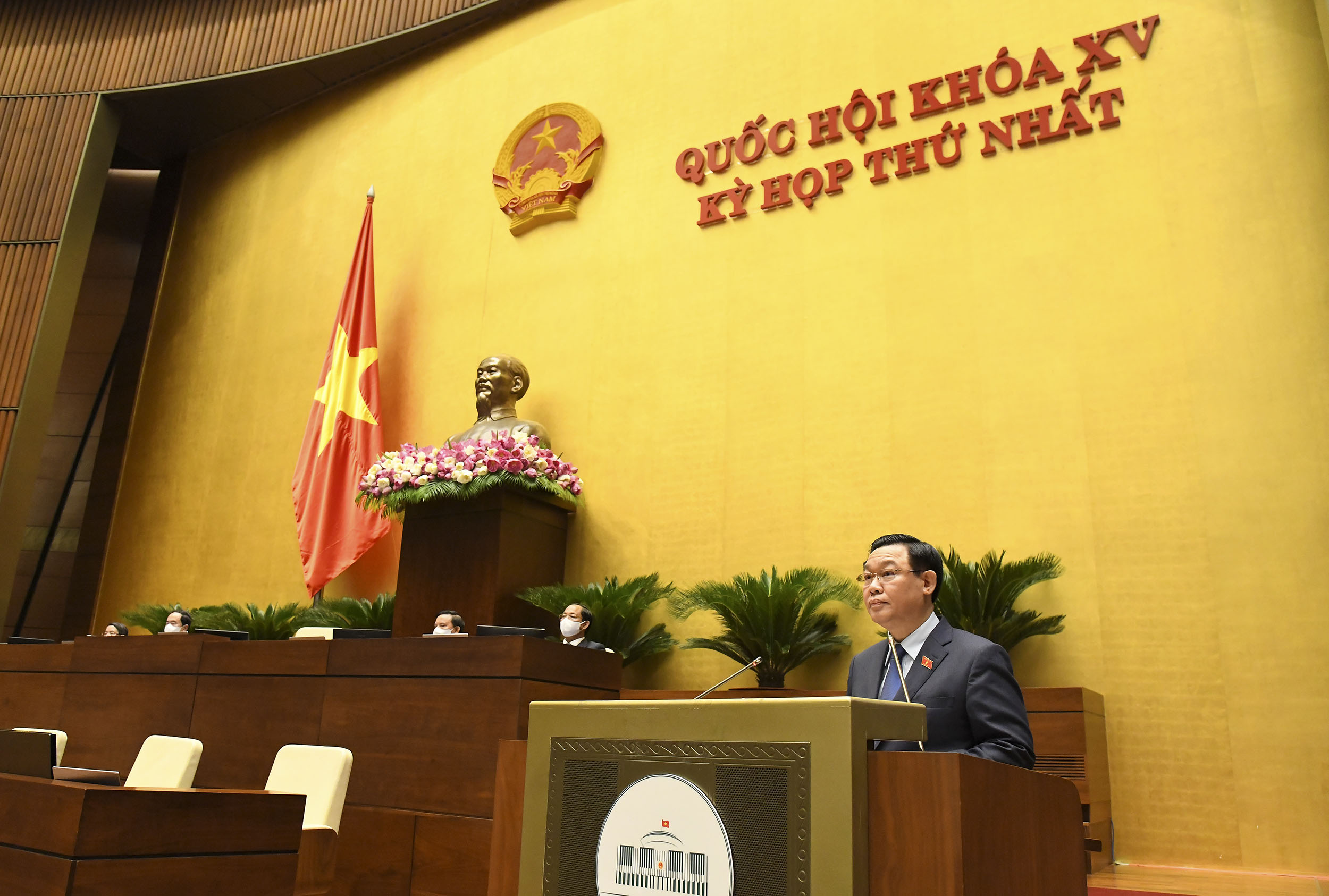 Chủ tịch Quốc hội Vương Đ&igrave;nh Huệ ph&aacute;t biểu bế mạc kỳ họp - Ảnh: Quochoi.vn