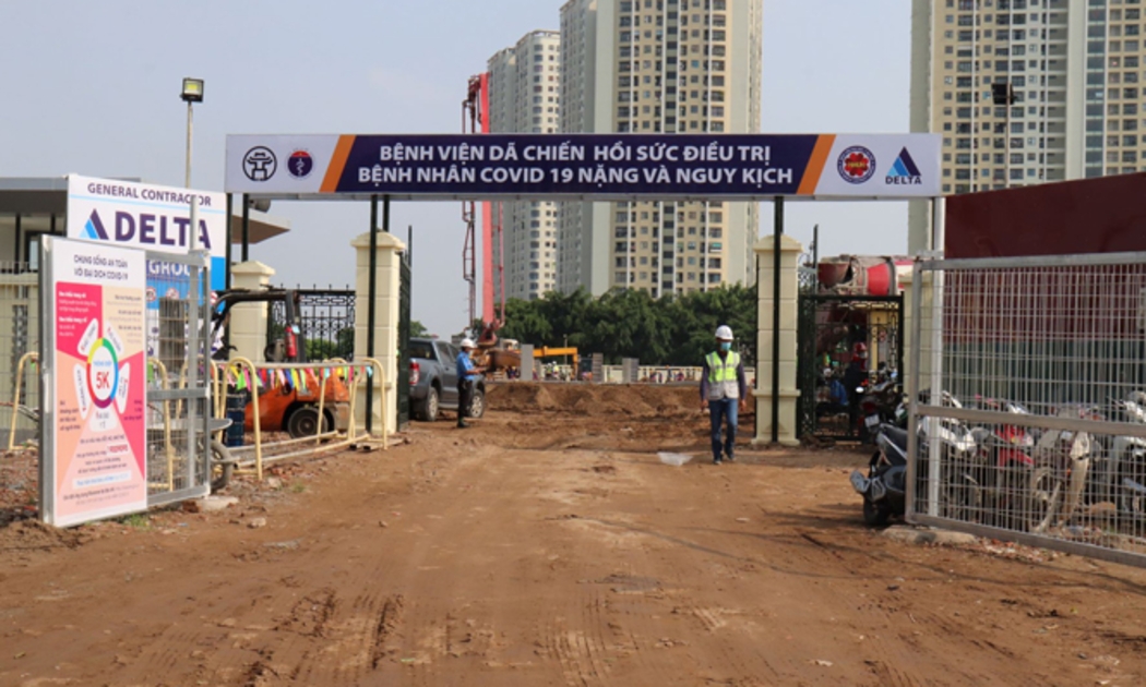 Bệnh viện dã chiến đặt tại quận Hoàng Mai, Hà Nội.