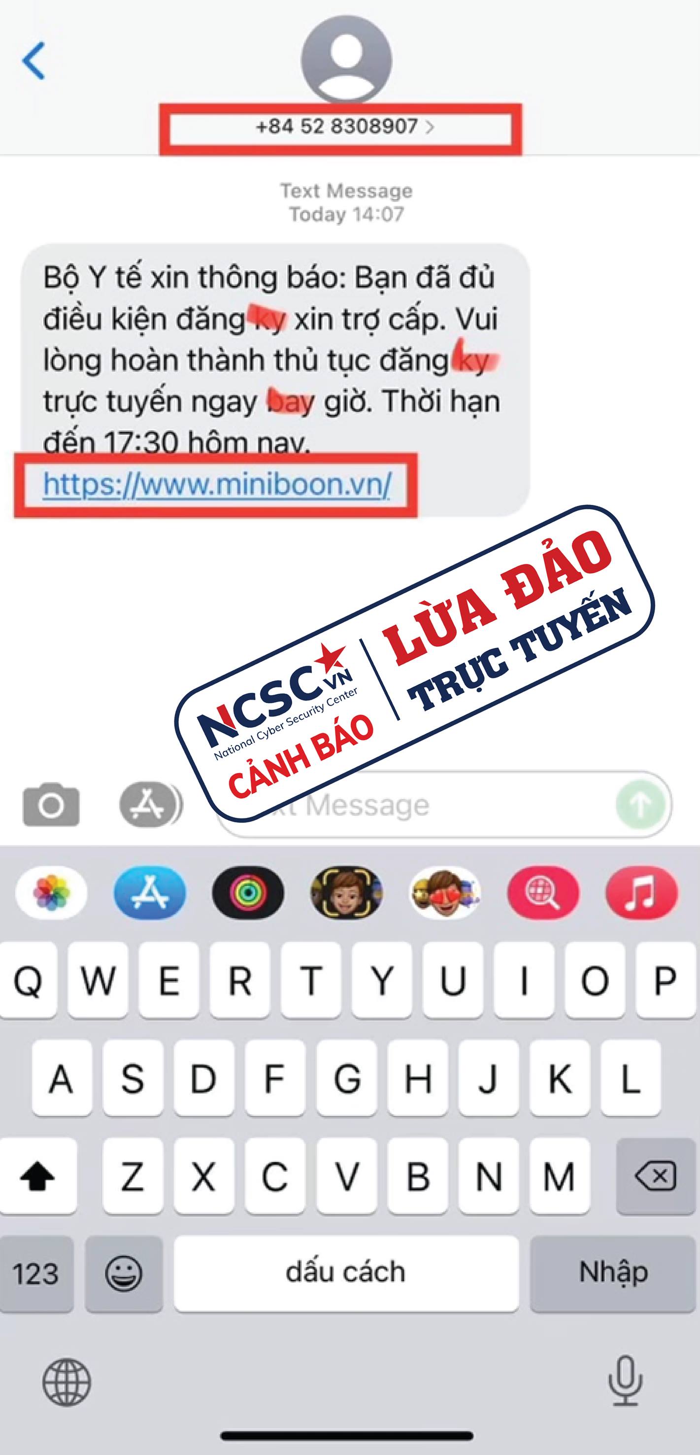 Tin nhắn SMS lừa đảo, yêu cầu truy cập link và làm theo hướng dẫn nhằm lấy cắp thông tin cá nhân và có thể mất tiền trong tài khoản khi cung cấp mã OTP.