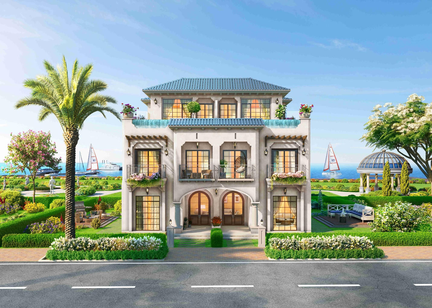 Phối cảnh biệt thự song lập c&ocirc;ng vi&ecirc;n tại ph&acirc;n kỳ Habana Island, thuộc NovaWorld Ho Tram (B&agrave; Rịa - Vũng T&agrave;u).