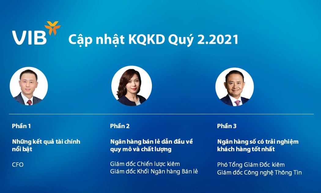 Các phần chia sẻ của VIB tại buổi gặp gỡ trực tuyến.