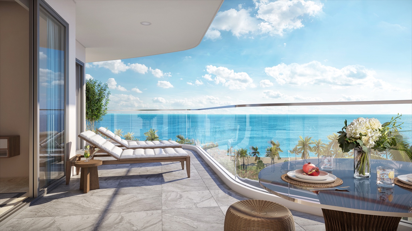 Từ ban công căn hộ ANCruising, có thể nhìn ngắm trọn vẹn cảnh sắc thiên nhiên vịnh Nha Trang.