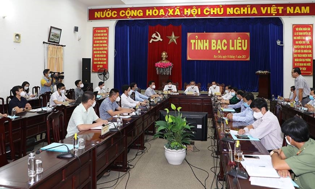 Quang cảnh buổi làm việc giữa Đoàn công tác Bộ Y tế với tỉnh Bạc Liêu