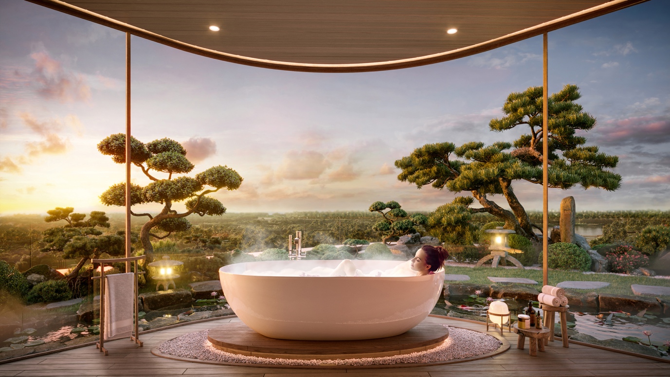 The Landmark l&agrave; dự &aacute;n đầu ti&ecirc;n tại Việt Nam đưa kho&aacute;ng n&oacute;ng v&agrave;o trong căn hộ.