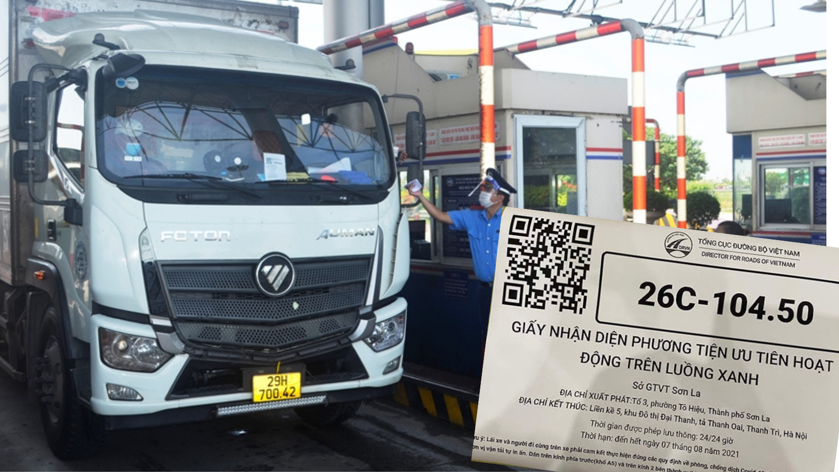 Thẻ ưu tiên nhận diện phương tiện kèm mã QR để di chuyển "luồng xanh".