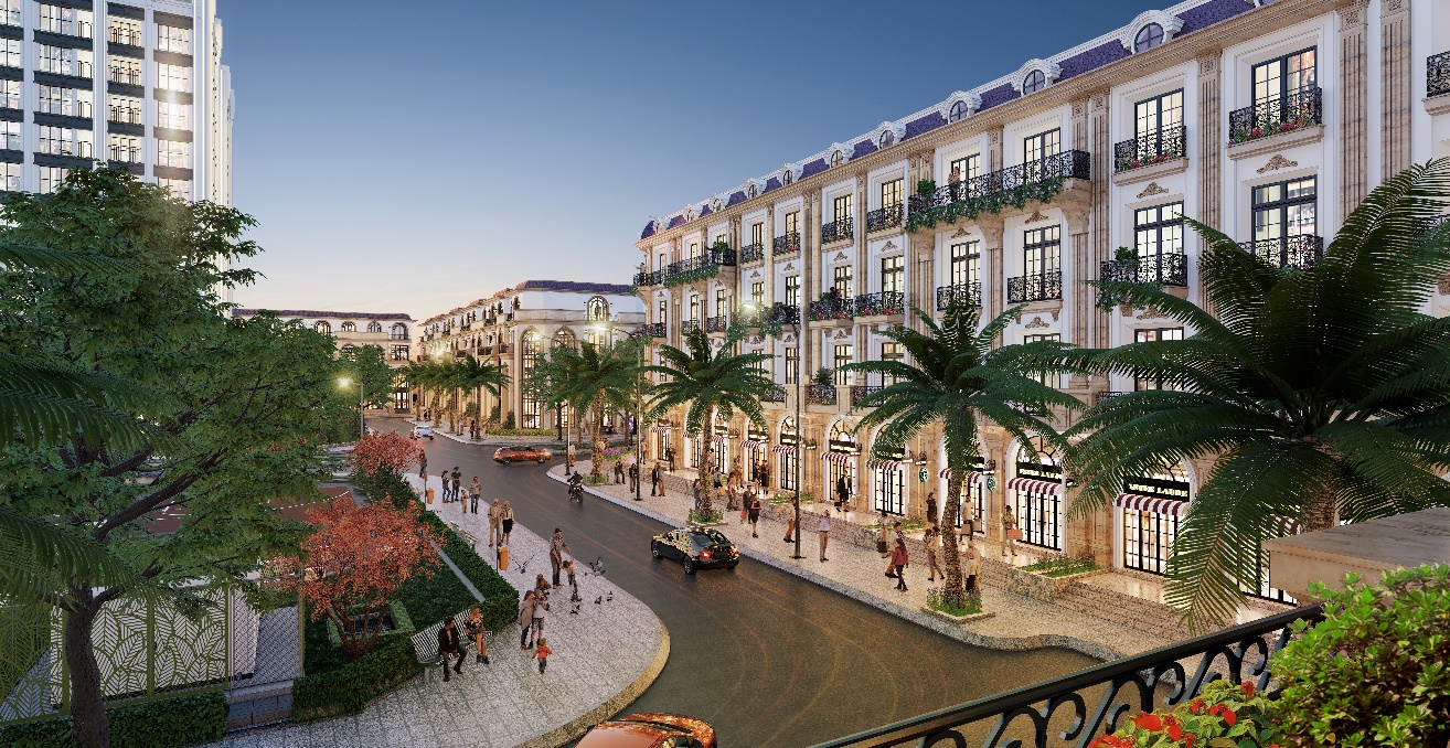 Shophouse D’. Metropole Hà Tĩnh gây ấn tượng với các bức tường dày 40cm.