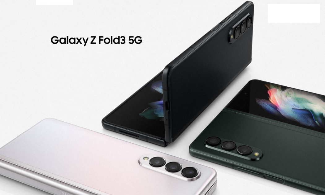 Galaxy Z Fold3 5G với 3 màu phantom xanh lá cây, đen, bạc.