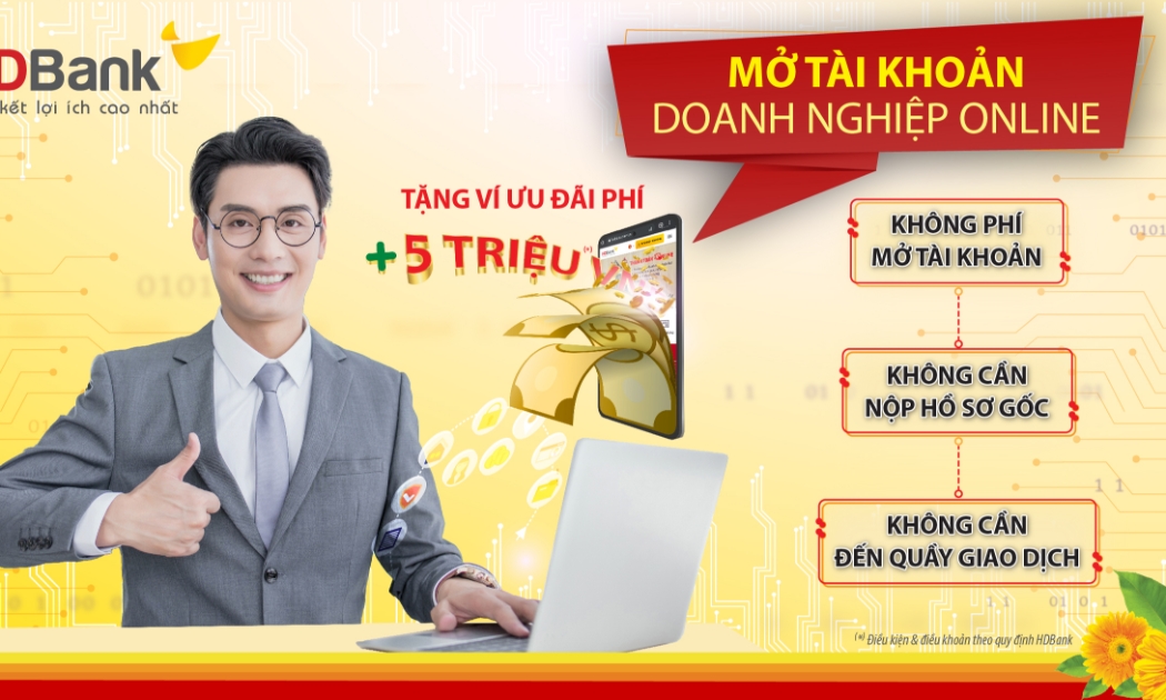 Khách hàng doanh nghiệp không cần phải đến quầy giao dịch để làm thủ tục mà chỉ cần truy cập vào https://online.hdbank.com.vn/motktt/ để thực hiện. 