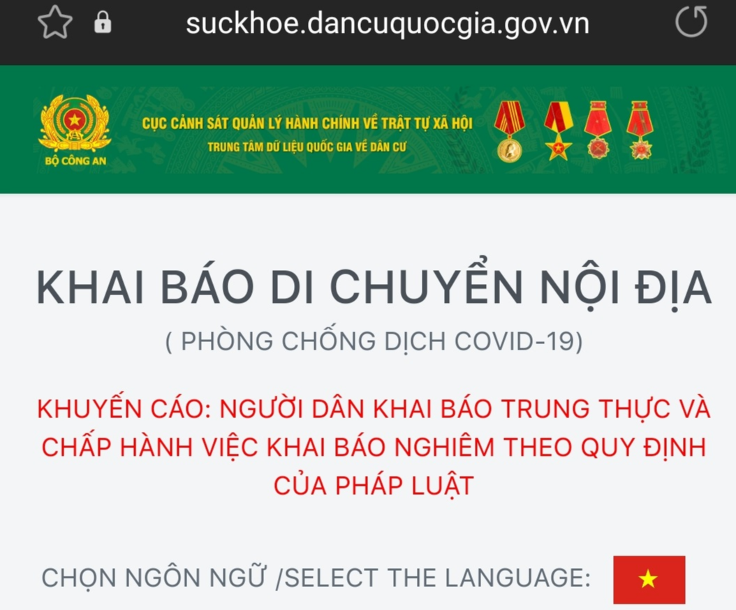Công dân thực hiện đăng ký khai báo trung thực qua website suckhoe.dancuquocgia.gov.vn