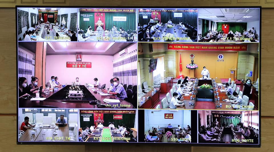 Các điểm cầu tham gia họp trực tuyến.