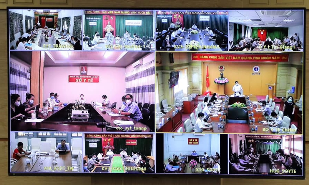 Các điểm cầu tham gia họp trực tuyến.