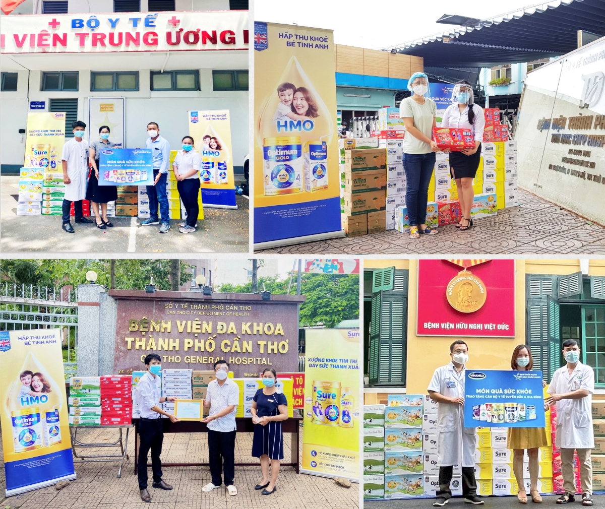 Đại diện Vinamilk gửi tặng các sản phẩm dinh dưỡng cho đội ngũ y bác sĩ chống dịch tại nhiều địa phương trên cả nước.