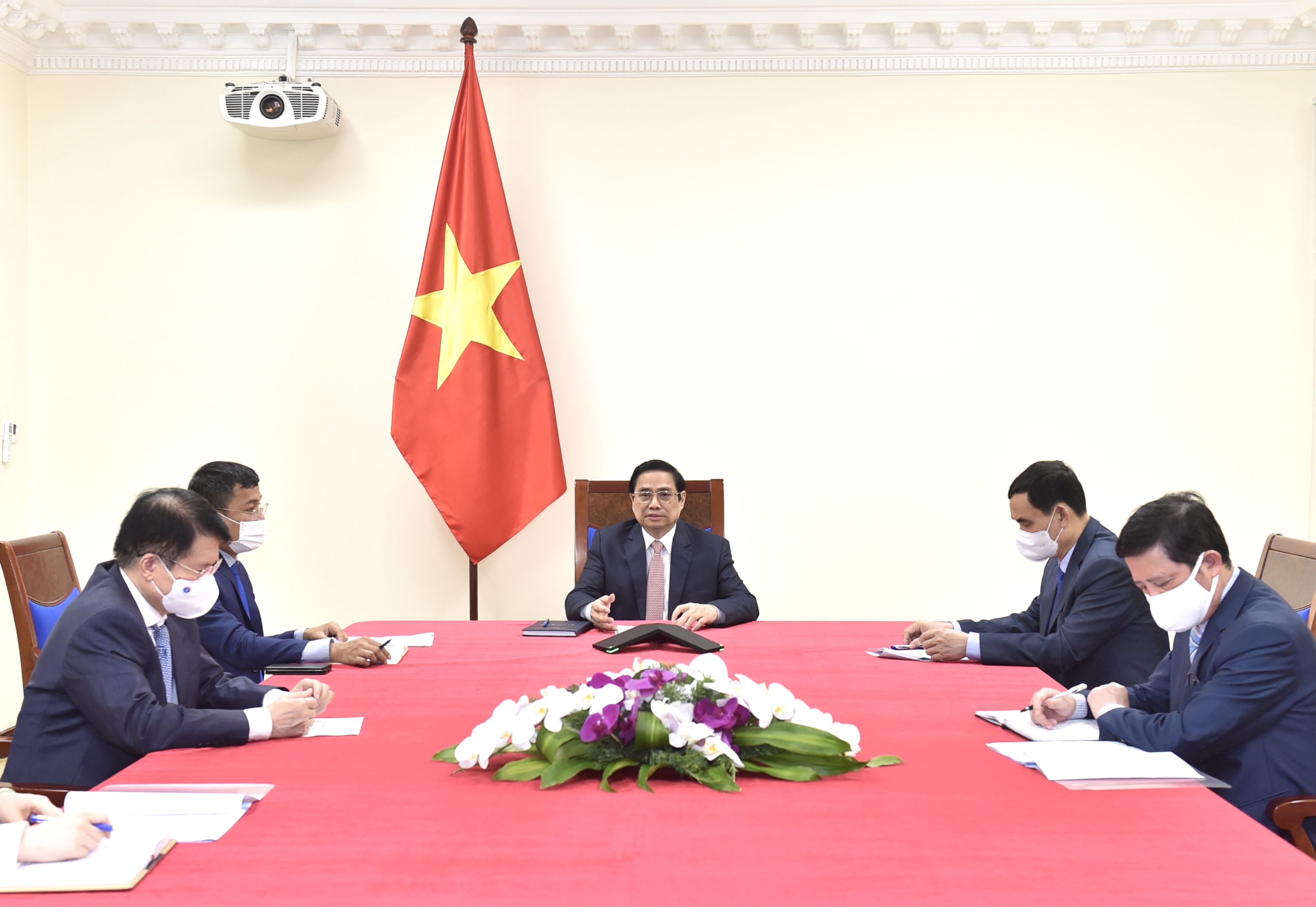 Thủ tướng Phạm Minh Chính tại cuộc điện đàm - Ảnh: Bộ Ngoại giao