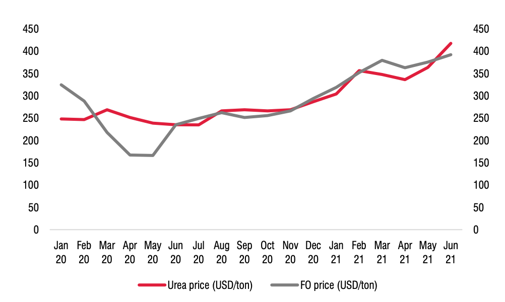 Gi&aacute; ure tăng mạnh mẽ trong thời gian gần đ&acirc;y.