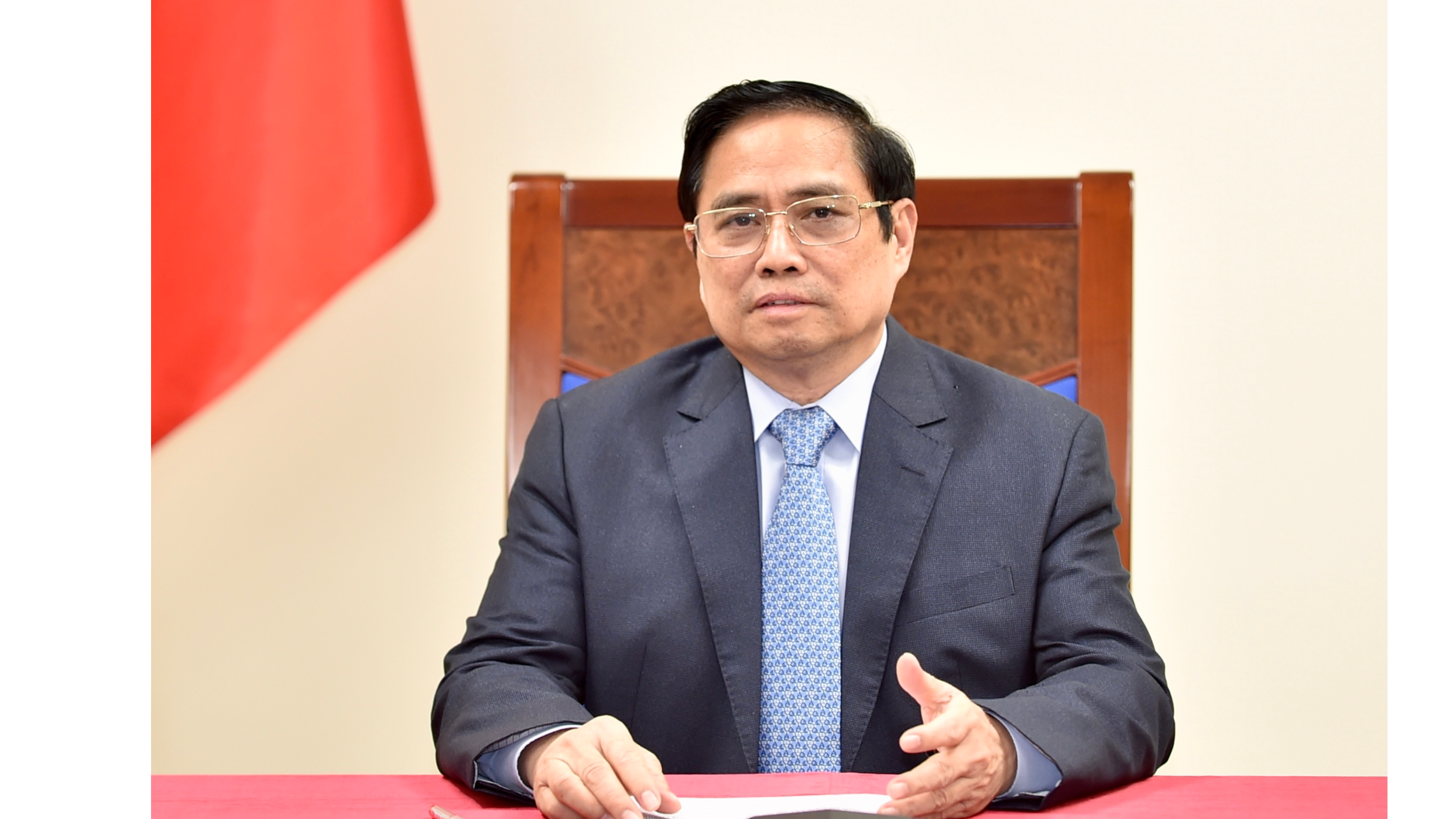 Thủ tướng Phạm Minh Chính tại cuộc điện đàm - Ảnh: Bộ Ngoại giao