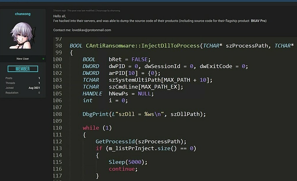 Một đoàn code được rao bán trên diễn đàn R*forum.