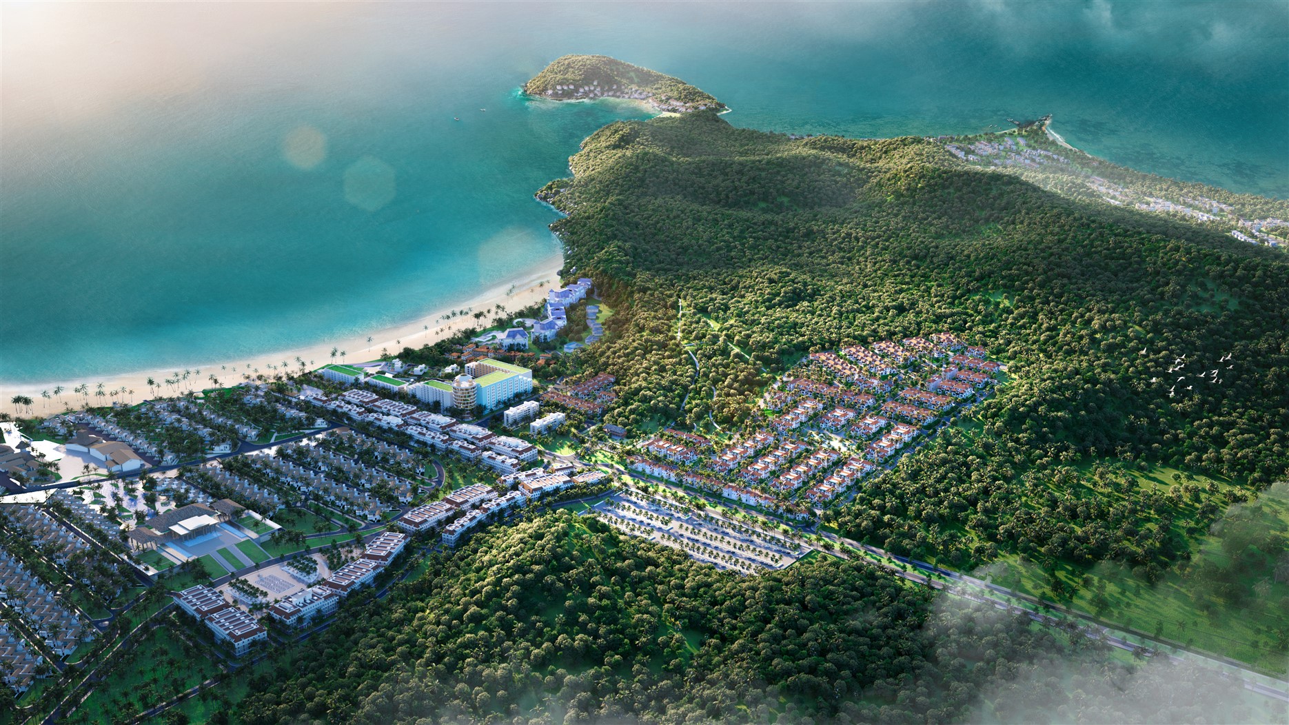 Phối cảnh Sun Tropical Village là mảnh ghép mới của quần thể Bãi Kem, Nam Phú Quốc.