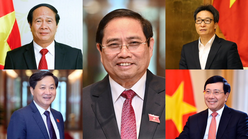 Thủ tướng và 4 Phó Thủ tướng Chính phủ - Ảnh: VGP/VTV.