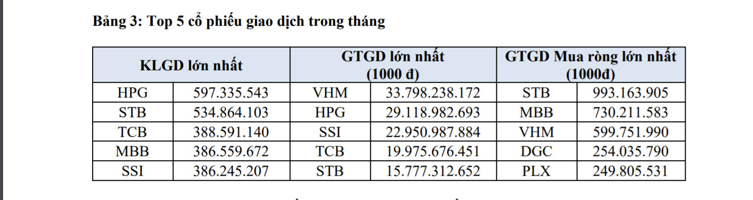 Top 5 cổ phiếu giao dịch trong tháng 8/2021