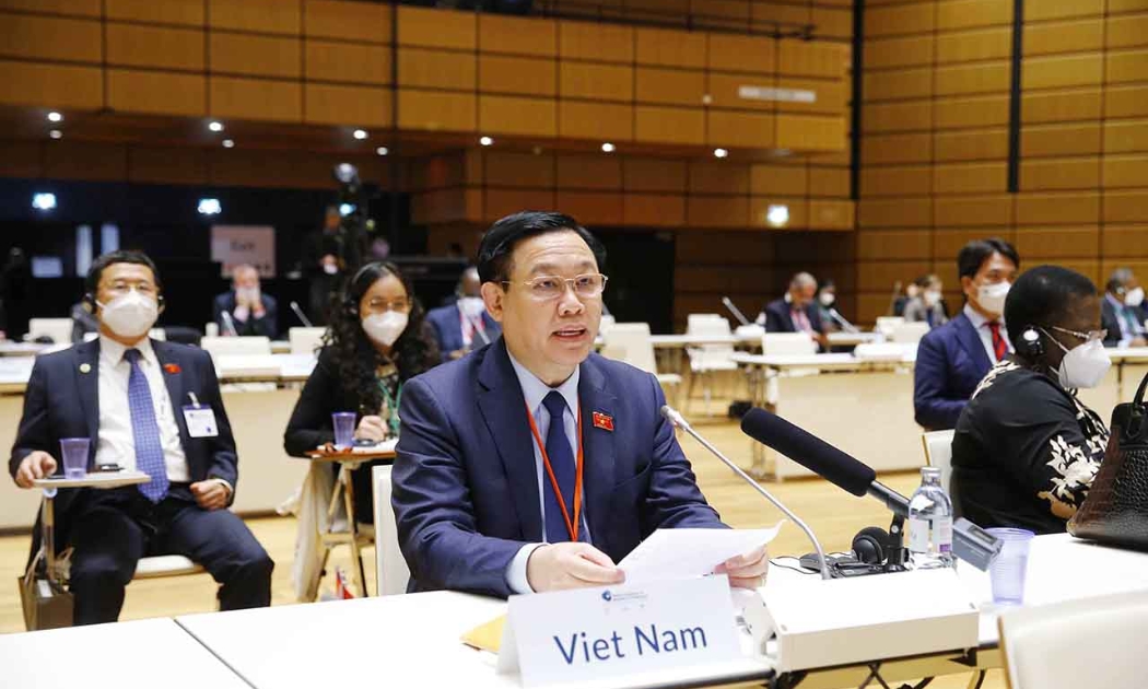 Chủ tịch Quốc hội Vương Đình Huệ tại Hội nghị. Ảnh: Quochoi.vn/Doãn Tấn .