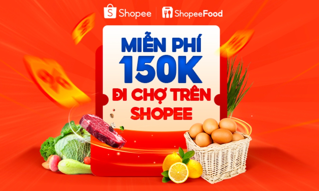 Sau khi tạo tài khoản mới và đăng nhập ứng dụng Shopee, thông báo “Chào bạn mới” sẽ hiển thị với các bước hướng dẫn mua gói voucher đi chợ với giá 0 đồng.