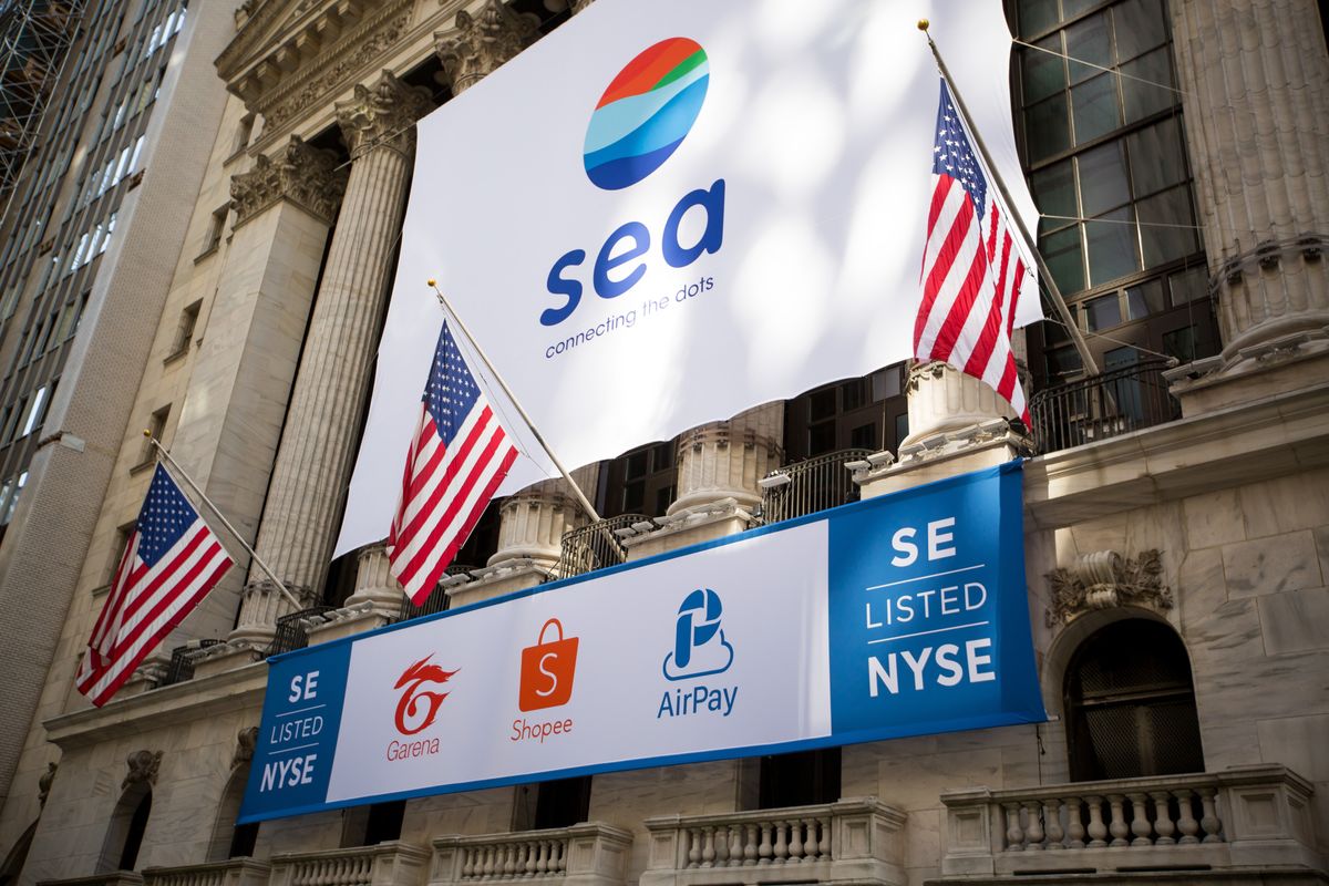 Cổ phiếu Sea hiện giao dịch trên sàn chứng khoán New York (Mỹ) - Ảnh: Reuters