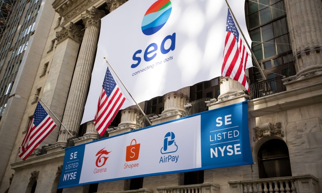 Cổ phiếu Sea hiện giao dịch trên sàn chứng khoán New York (Mỹ) - Ảnh: Reuters
