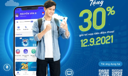 Tải ngay MobiFone Pay nhận ngay khuyến mại 30% khi nạp tiền điện thoại