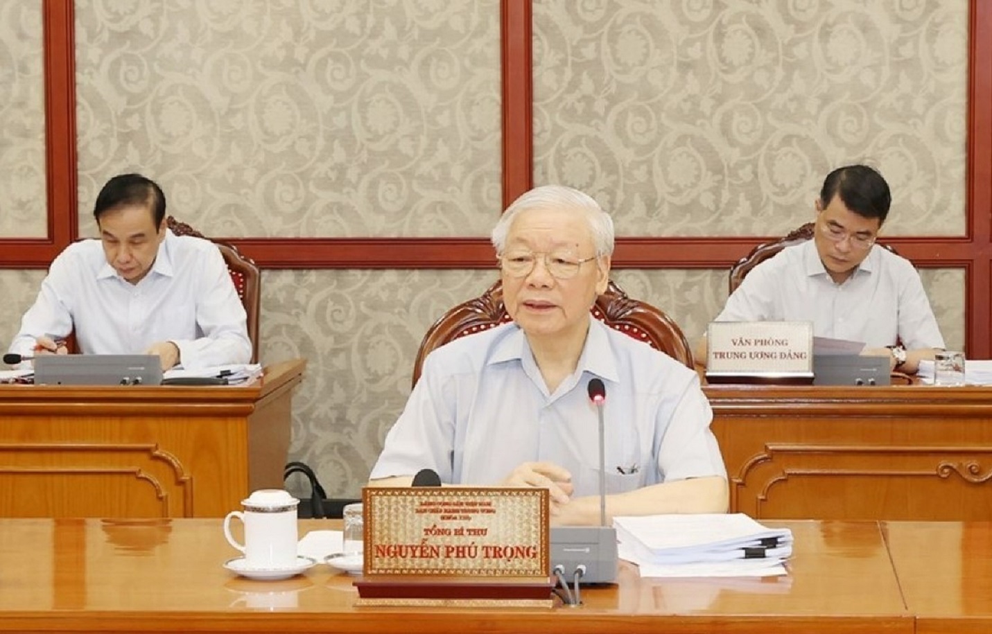 Tổng Bí thư Nguyễn Phú Trọng chủ trì cuộc họp (Ảnh:TTXVN)