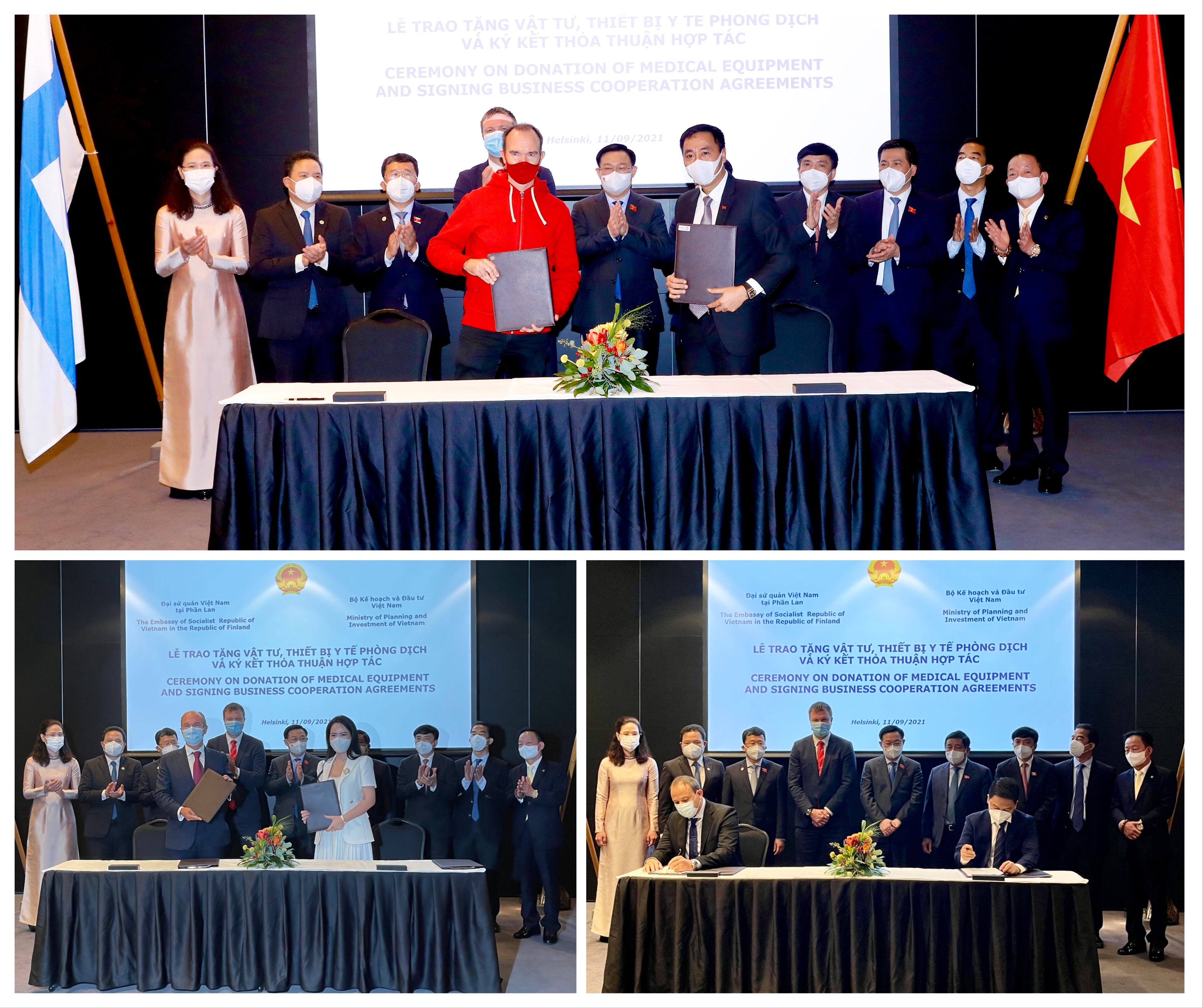 Đại diện T&T Group ký biên bản và hợp đồng hợp tác với đối tác tại châu Âu, mua và nhận chuyển giao công nghệ sản xuất vaccine phòng Covid-19 và kit xét nghiệm Covid-19 RT-PCR.