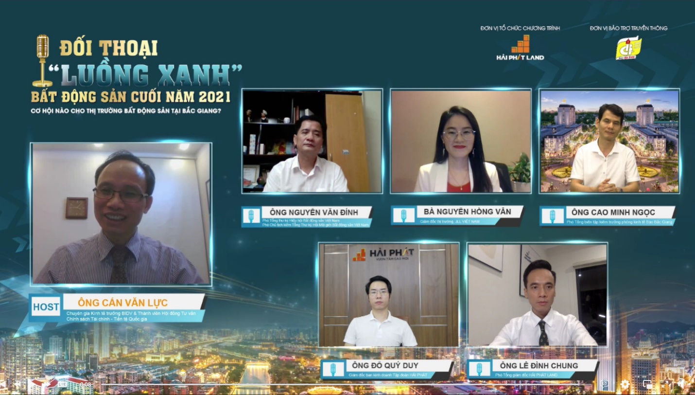Chương trình Đối thoại “luồng xanh” bất động sản cuối năm 2021 do Hải Phát Land phối hợp cùng Báo Bắc Giang tổ chức, quy tụ những chuyên gia uy tín từ nhiều lĩnh vực.